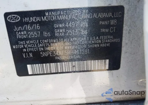 2017 Hyundai Sonata Sport z USA, uszkodzony, nr VIN 5NPE34AF5HH461281